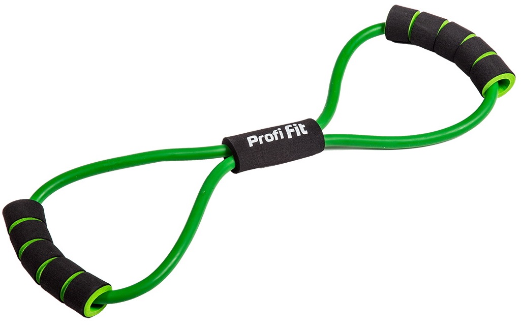Эспандер трубчатый PROFI-FIT, восьмерка, зеленый, сопротивление среднее 5 кг