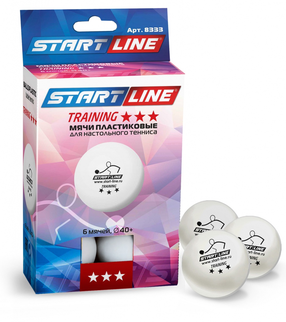 Мячи для настольного тенниса START LINE TRAINING 3*, 6 мячей в упаковке