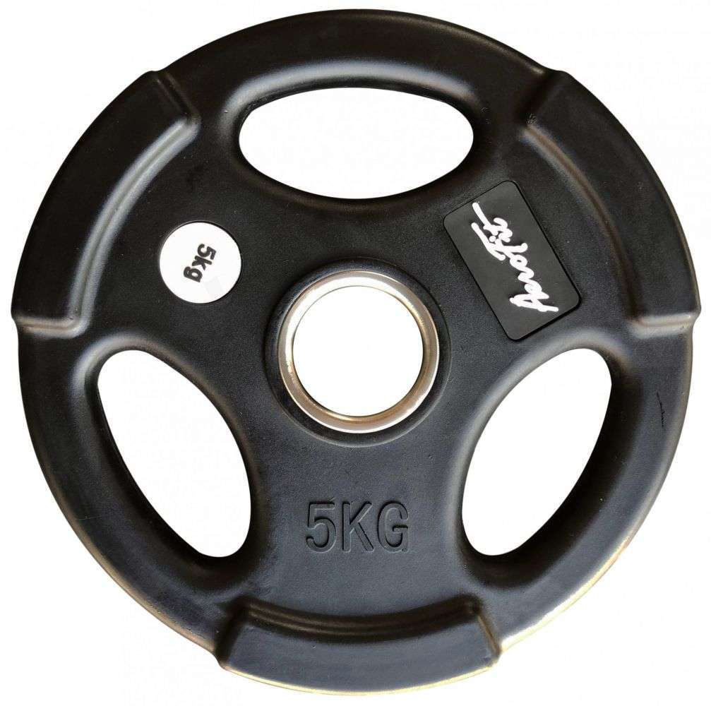 Олимпийский обрезиненный диск Aerofit 5 кг, черный матовый