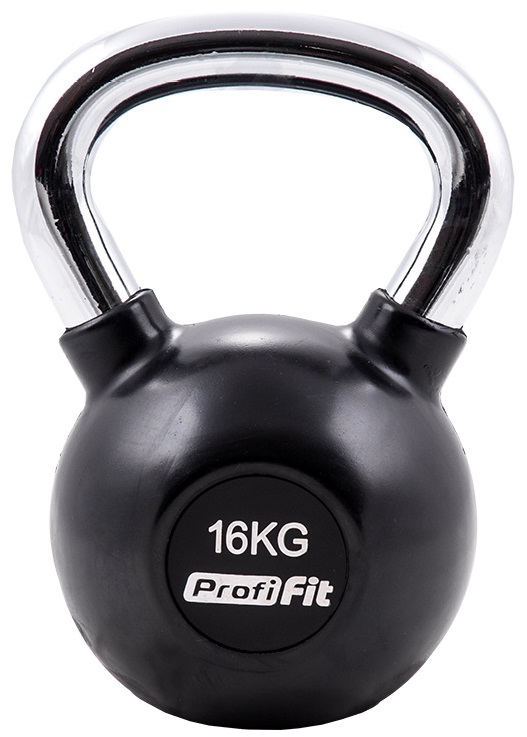 Гиря обрезиненная с хромированной ручкой PROFI-FIT, 16 кг