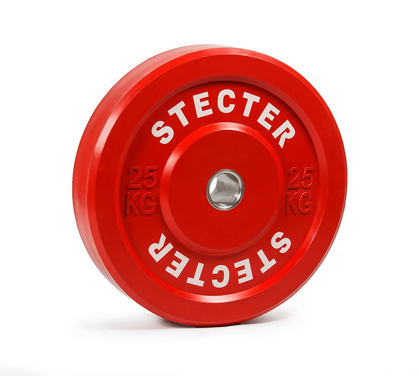 Каучуковый тренировочный диск для кроссфита 25 кг STECTER (красный)