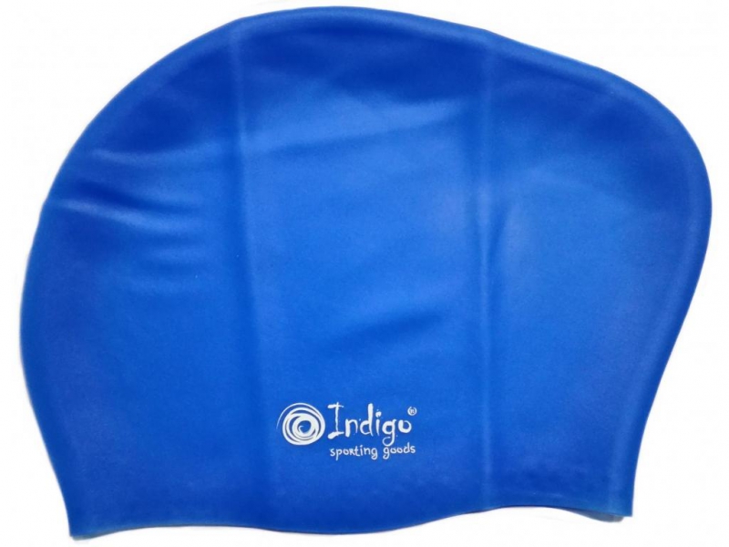 Шапочка для плавания силикон Indigo SC800 для длинных волос синий