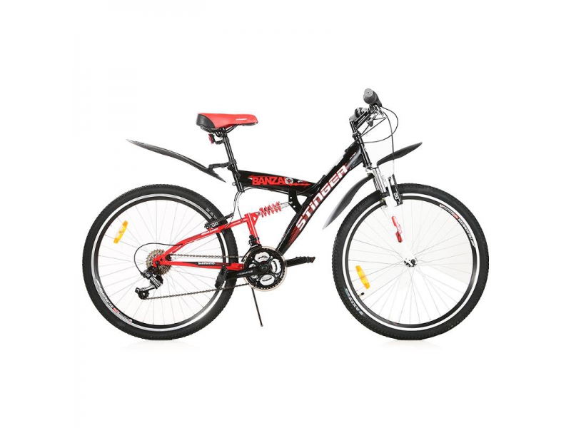 Велосипед Stinger banzai 26" 18 ск. черный, р.16" (2-х подвес) — изображение 2