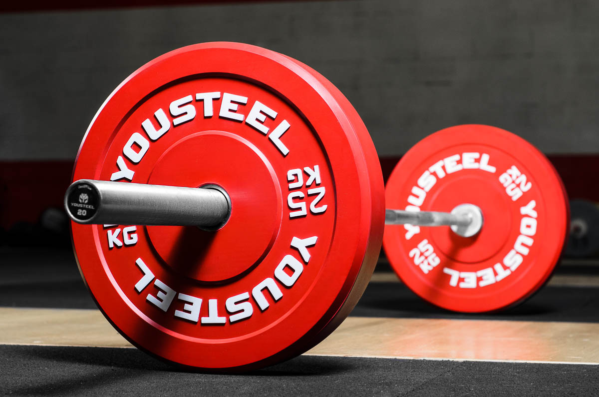 Диск для штанги каучуковый 25 кг цветной YOUSTEEL