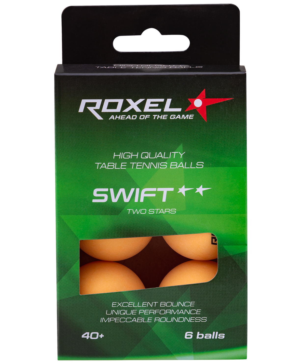 Мяч для настольного тенниса 2* Swift, оранжевый, 6 шт.