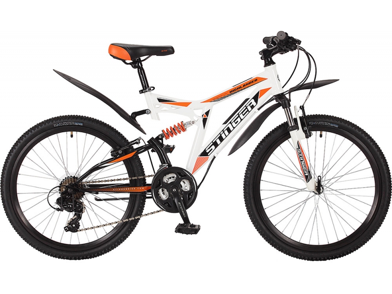 Велосипед Stinger 24" highlender 200v белый 18ск, р.14" (2-х подвес) — изображение 2