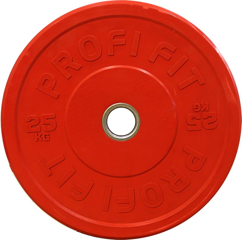 Диск для штанги каучуковый, красный, PROFI-FIT D-51, 25 кг — изображение 2