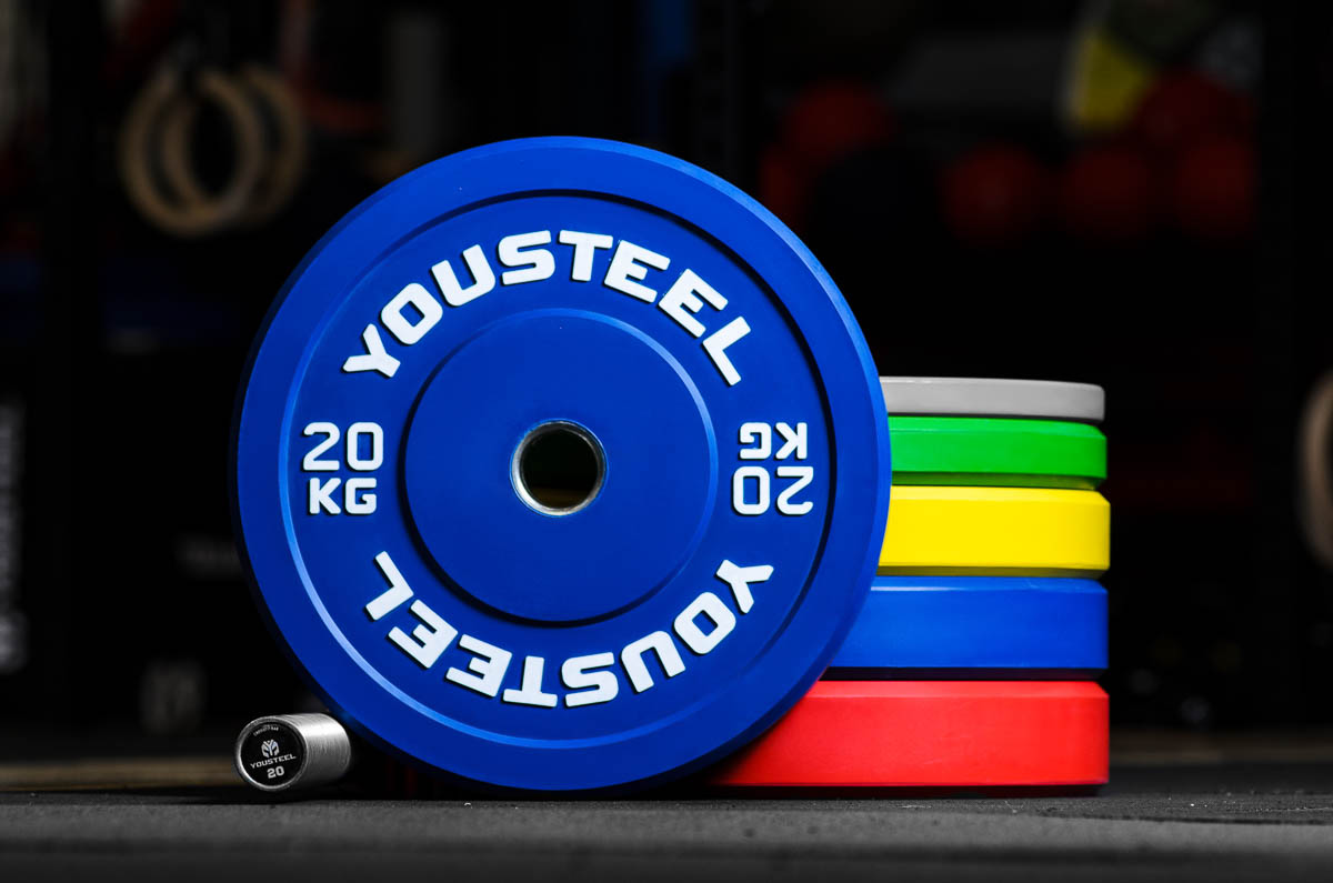 Диск для штанги каучуковый 20 кг цветной YOUSTEEL