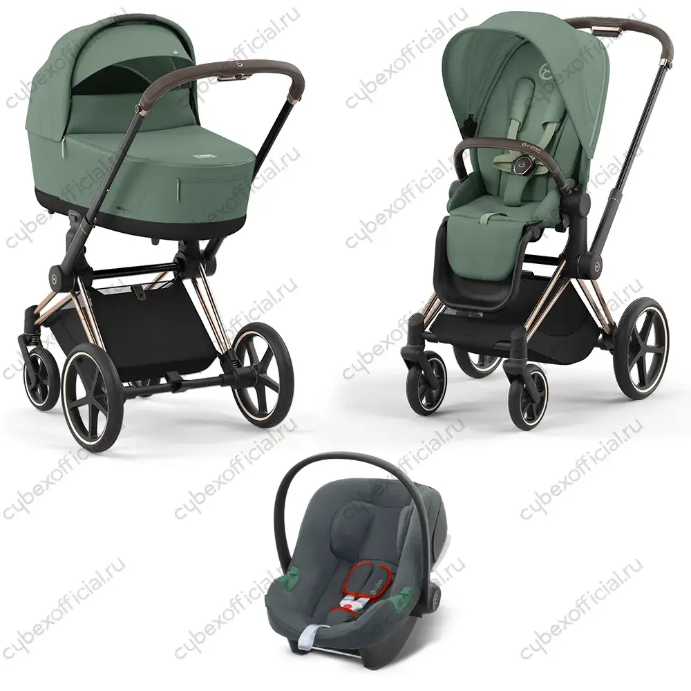 Детская коляска Cybex Priam IV 3 в 1 Leaf Green (Aton B i-Size)